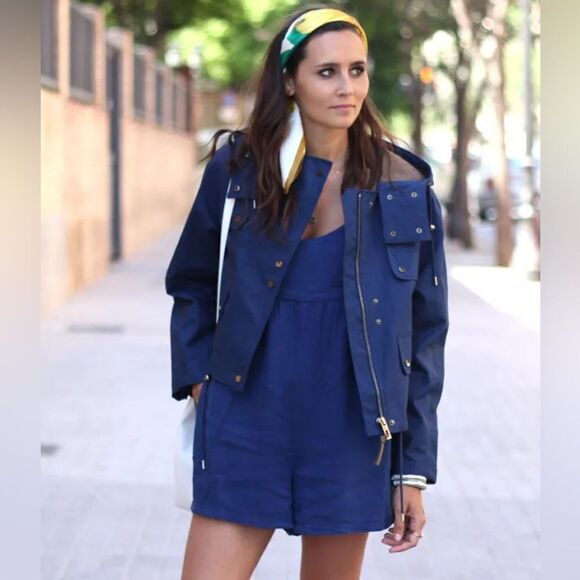 ZARA BASIC | Technical Short Jacket with Pockets Indigo Vigore Size Small - Picture 1 of 13